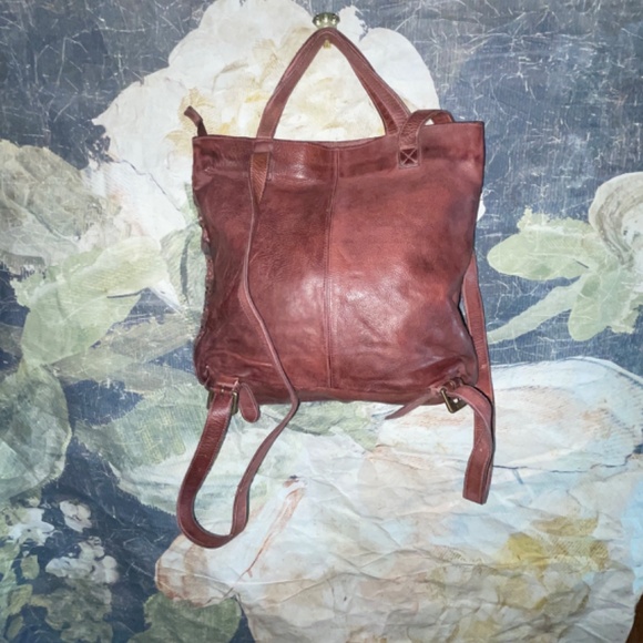 Free People X Yuma Woven Leather Convertible Backpack